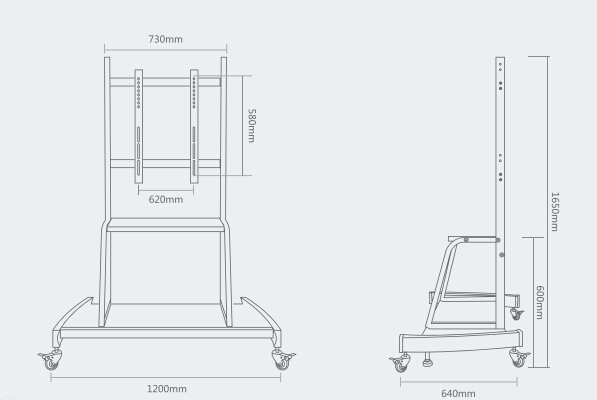 液晶一體機移動支架F1500產(chǎn)品尺寸細(xì)節(jié)